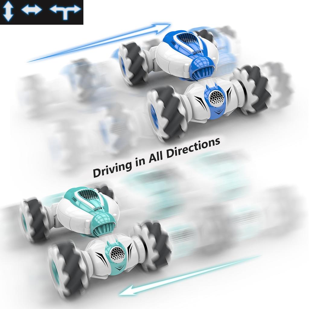 S-012 RC Stunt Bil fjernkontroll Klokke bevegelsessensor Elektrisk leketøy RC Drift Car 2,4GHz 4WD Rotasjonsgave til barn Gutter Bursdag