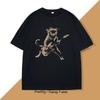Rock Cat Playing Guitar T Shirt Funny Guitar Cat Tee Shirt Casual Round Neck Cotton Short Sleeve Tshirt Summer Street Trendy Top