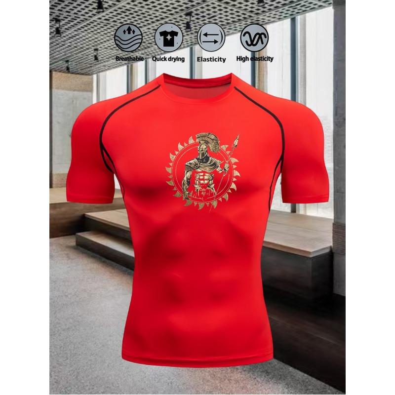 Men's Short Sleeve Compression T-Shirt Breathable Elastic Ancient Greek/Strength Training Style Top
