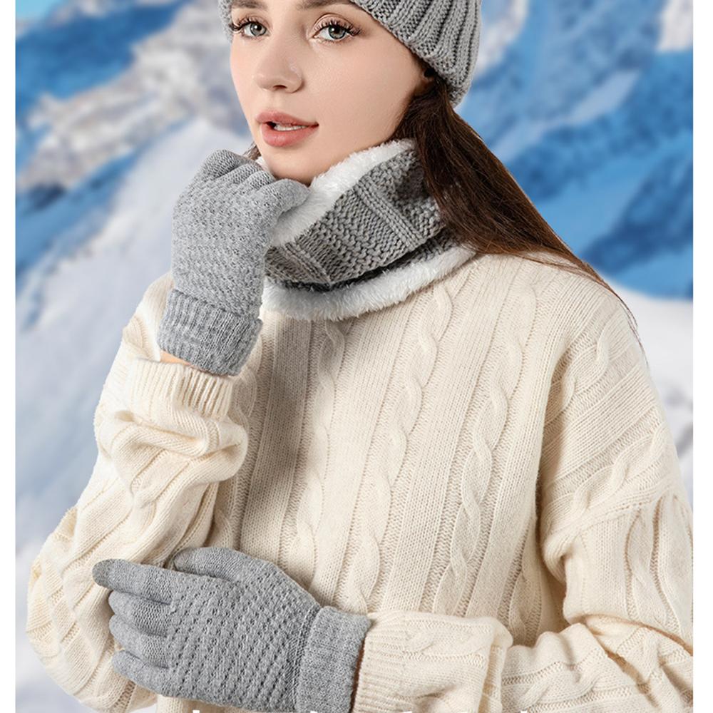 Winter Warm Touchscreen Gloves Thick Fleece Women Men Fashion Knitted Gloves Mittens Pineapple Pattern Gloves Touch Screen