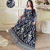 Fattened extra large size floral long-sleeved dress 100kg fat girl long dress one-word shoulder loose maternity dress