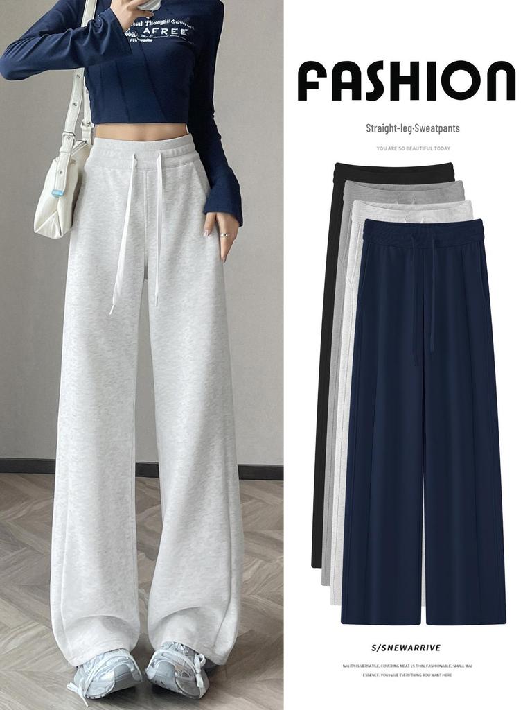 Damskie spodnie dresowe na wiosnę/jesień 2025 - Mały rozmiar, Prosta nogawka, Casualowa odzież sportowa