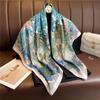 Women Luxury  Designer Scarf Bohemian Vintage Floral Silk Scarves Square Small Handkerchief Neck Snood Bag Hijab 90*90Cm