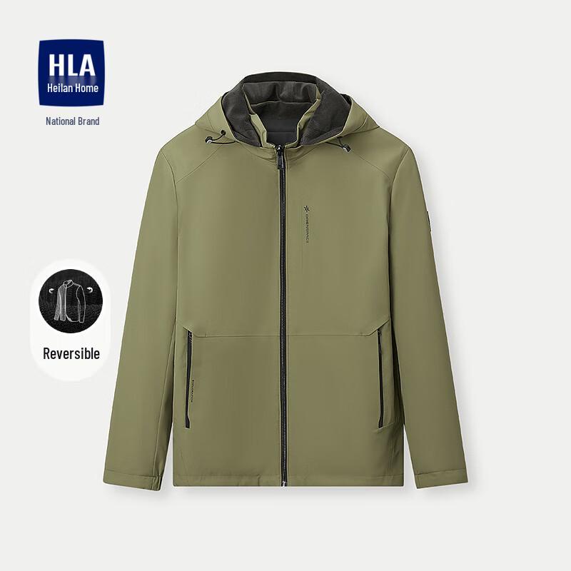 

HLA/Heilan Home Men s Casual Reversible Thick Jacket with Detachable Hood 165(46)