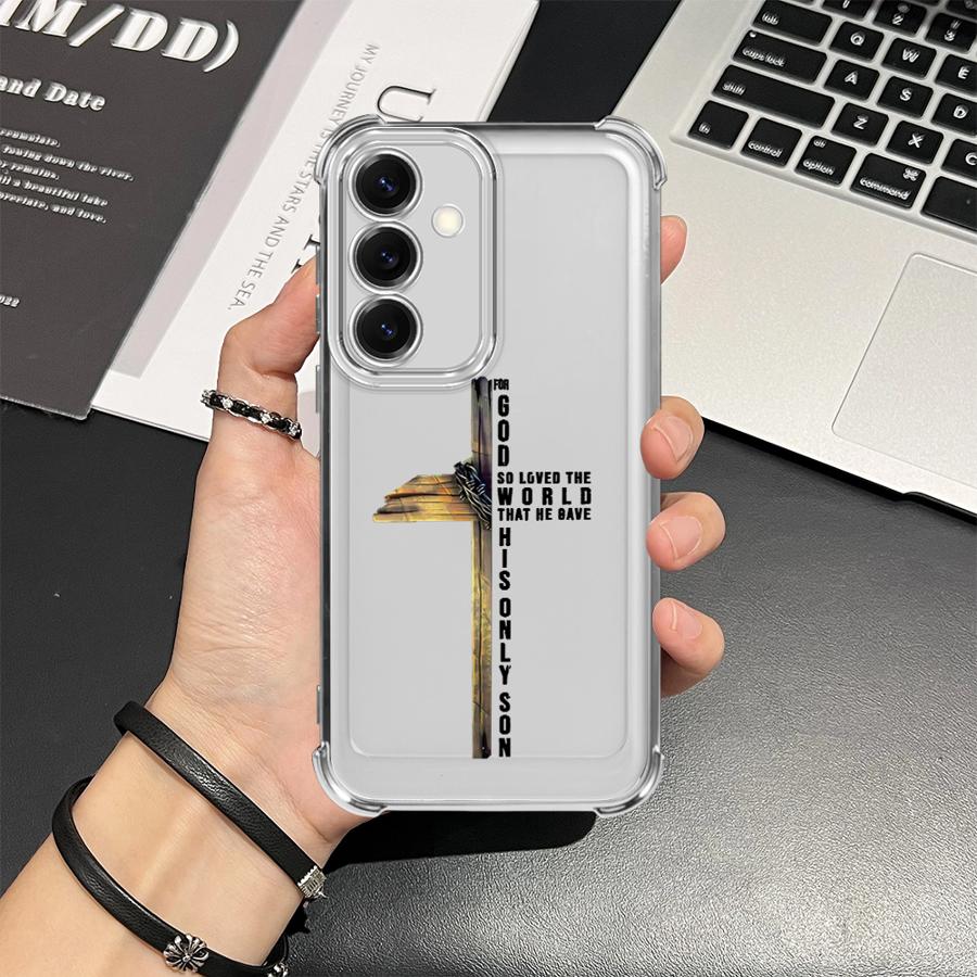Simple Christian Cross Phone Cover Funda Case for Samsung Galaxy A33 A50 A23 A51 A16 A06 A14 A04 A54 A34 A12 A03 A15 A05 A24 A52