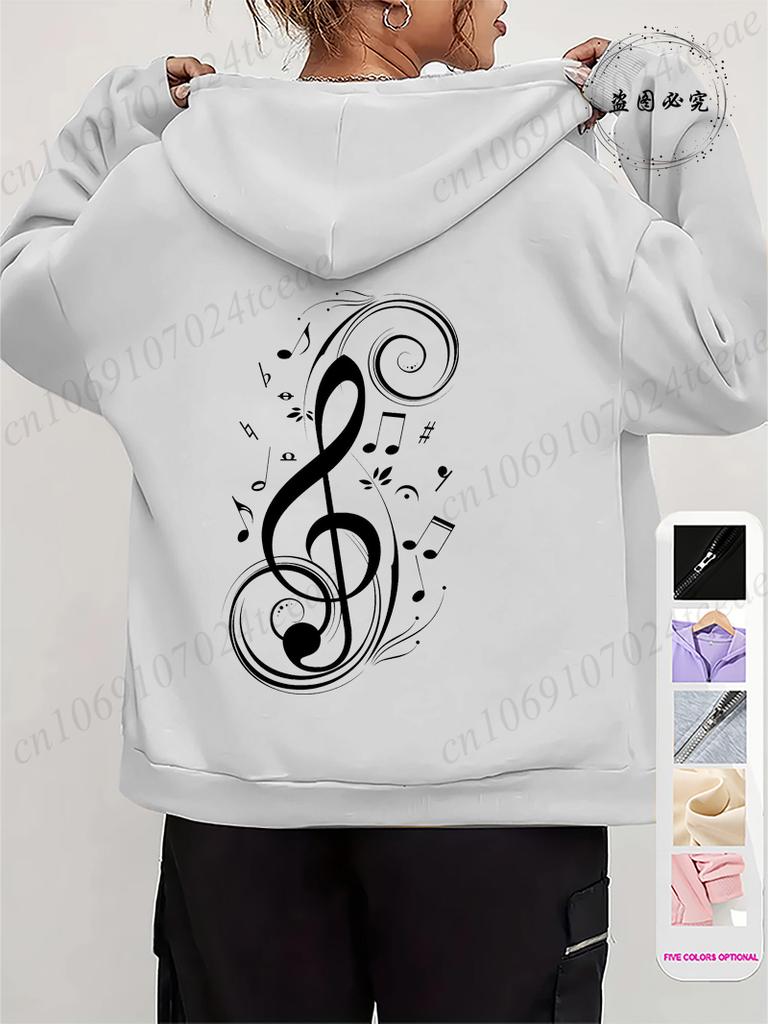 Men Women Fleece Hoodies Jackes Music Note Heartbeat Print Hoodie Zipper Jacket Male Hoodies Sweatshirt Music Zip Coats Clothes