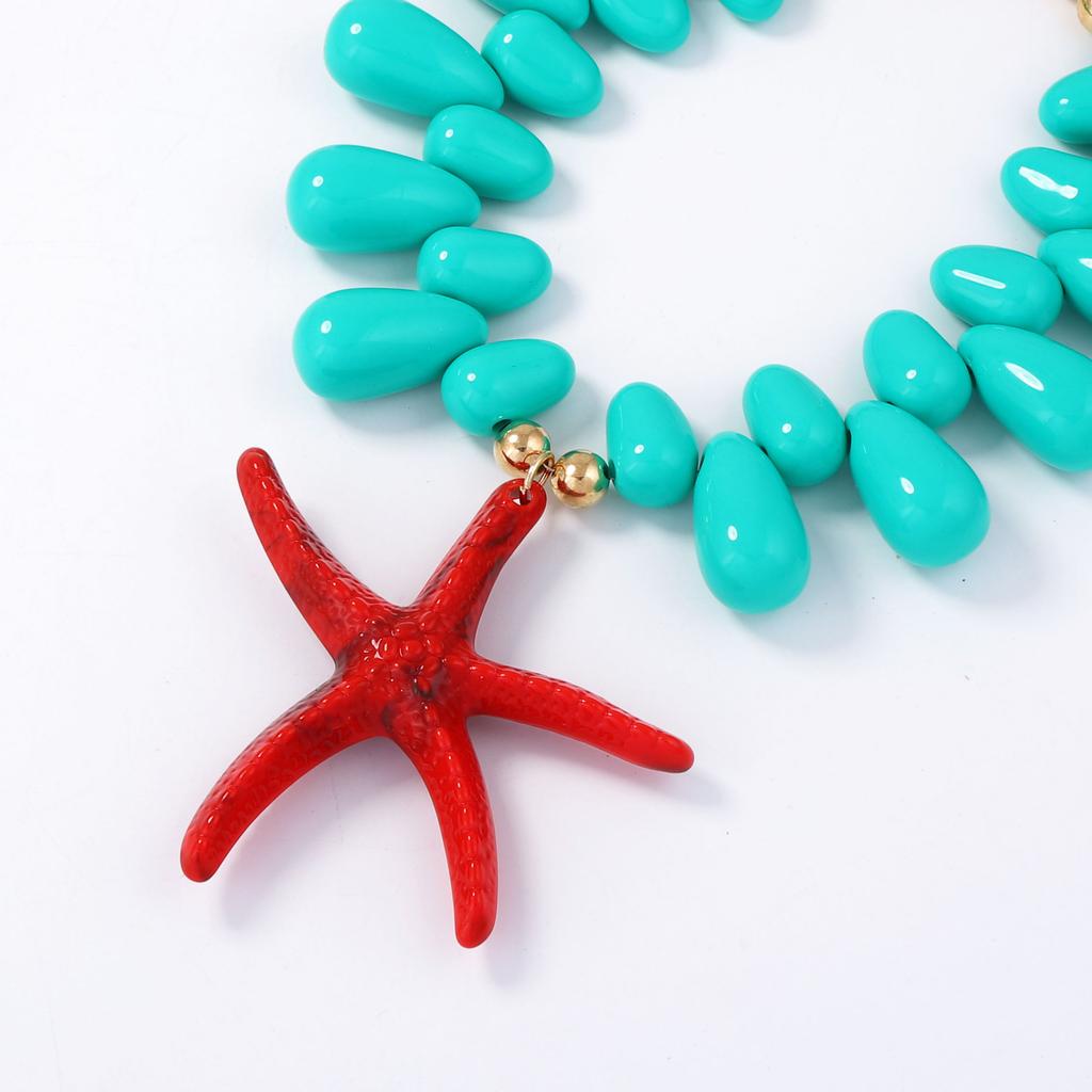Ocean Leisure Vacation Style Colorful Exaggerated Starfish Pendant Necklace