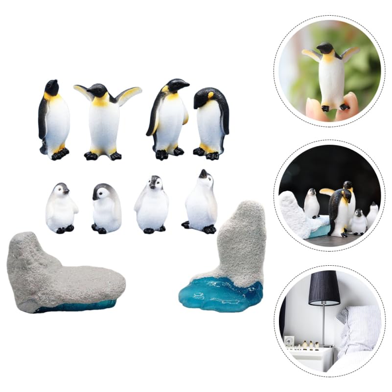 Lurrose Set von 10 Miniatur-Pinguin-Figuren, Langlebiges Harz, Perfekt für Mikro-Landschaften, Heimdekoration und mehr