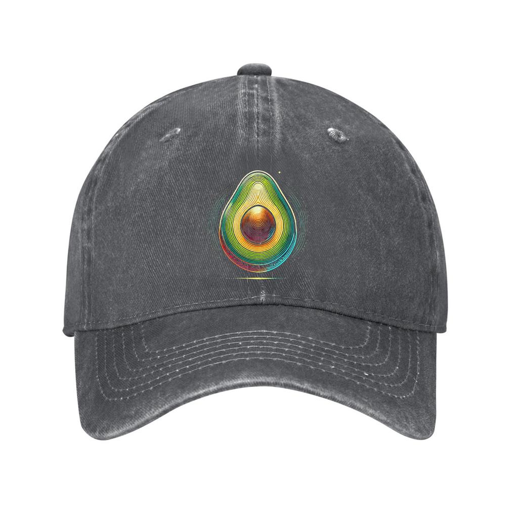 Rainbow Avocado Print Baseball Cap Adjustable Cotton Washed Dad Hat Casual Unisex Adult