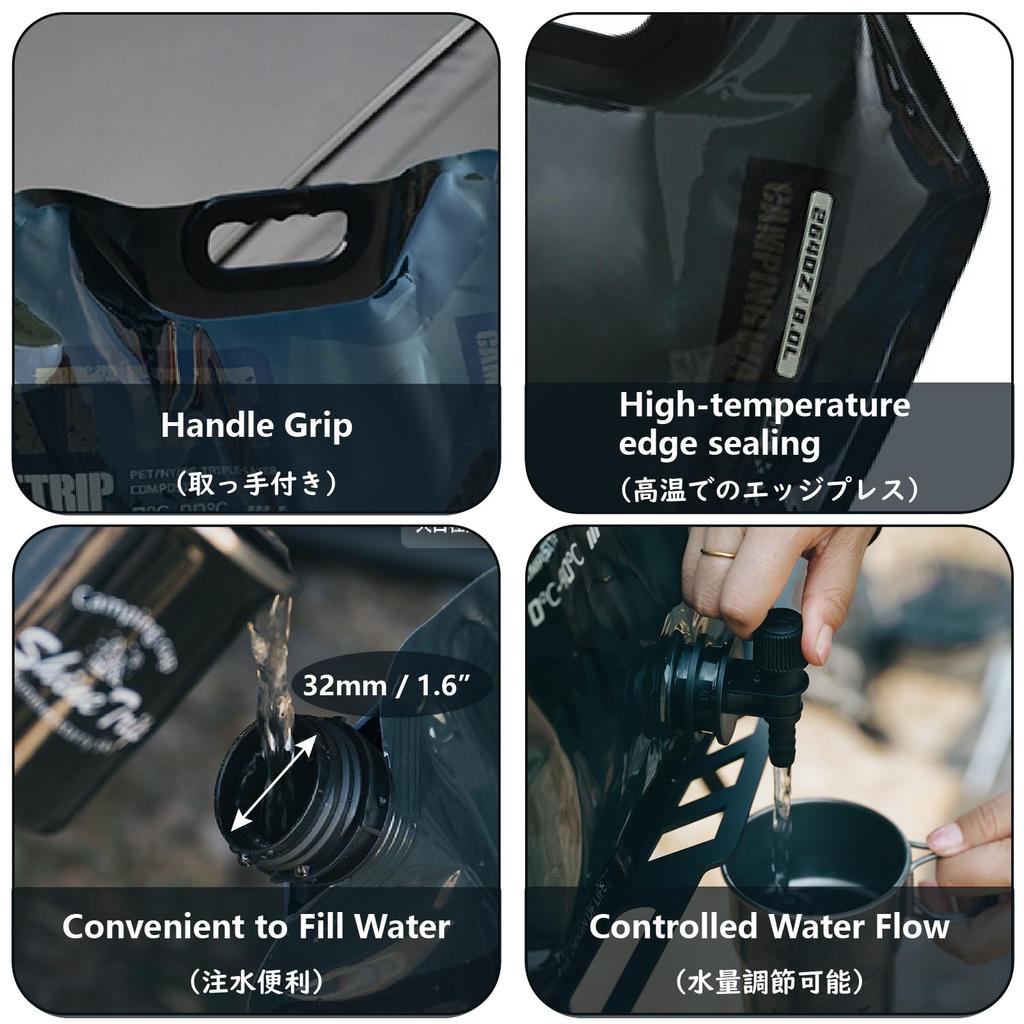 JEELAD Water Water Poly Water Large Disaster Prevention Washable Tank, Jug, 8L, Tank, Bag, Capacity, Foldable, Goods, Outdoor, Easy-Pour Faucet,