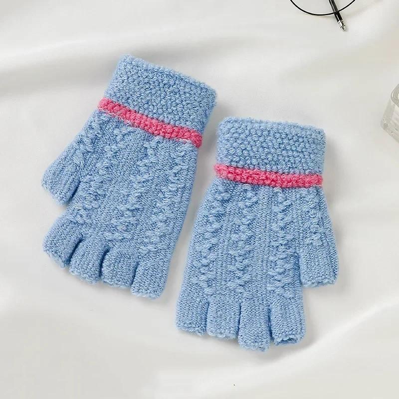 Ciepłe rękawiczki z półpalcem dla dzieci Pisanie żakardowe rękawiczki z dzianiny dla zimowych studentów Dzieci Chłopcy Dziewczęta Ciepłe rękawiczki
