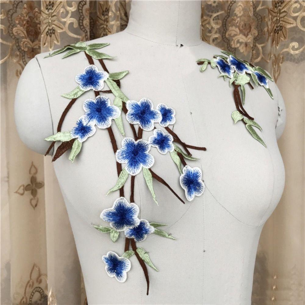 2pcs Exquisite Clothing Applique Elegant Clothes Patches DIY Flower Embroidered Patches  Sewing