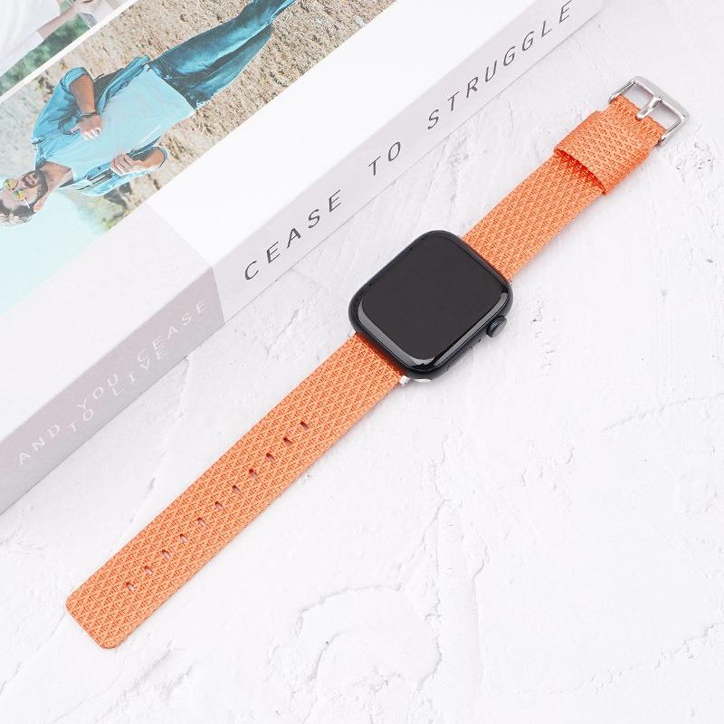 Watch Band For Apple Watch Series 10 42mm/9 8 7 41mm/6 5 4 SE (2023) SE (2022) SE 40mm/3 2 1 38mm Grids Texture Nylon Strap