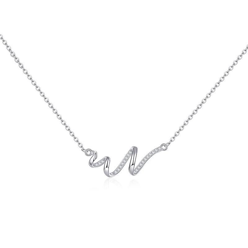 Ripple S925 Sterling Silver 14K Gold-Plated Zircon Pendant Necklace - Luxury Gift for Girlfriend or Best Friend