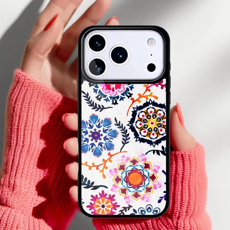 Indian Floral Henna Mandala Soft Phone Case for iPhone 17 16 15 14 13 Pro Max Back Cover for 12 11 Pro Coque