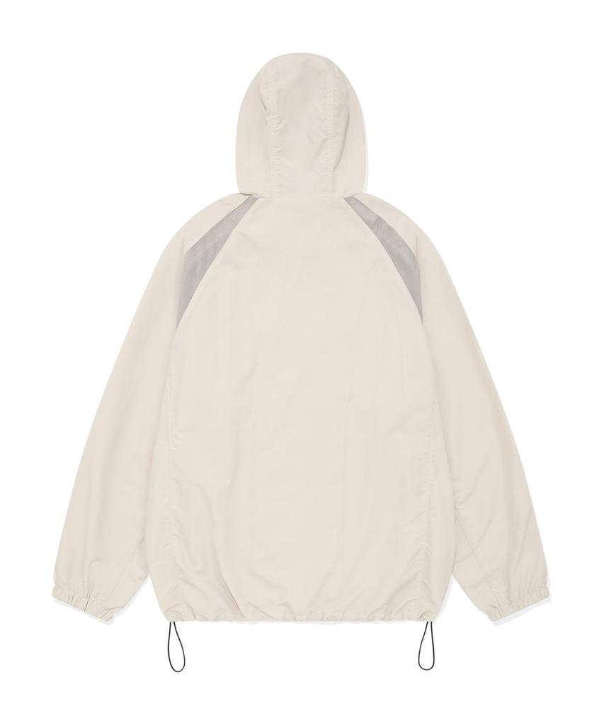 Physical Department Color Block Mesh Hoodie Track Jacket Ivory