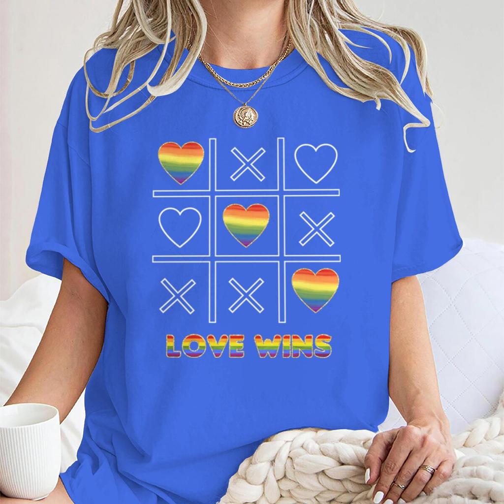 Fashion LGBT Love Wins TShirt Women Men Fun Chessboard Print Short Sleeve Tees Casual Lesbian Bisexual Crewneck T Shirts