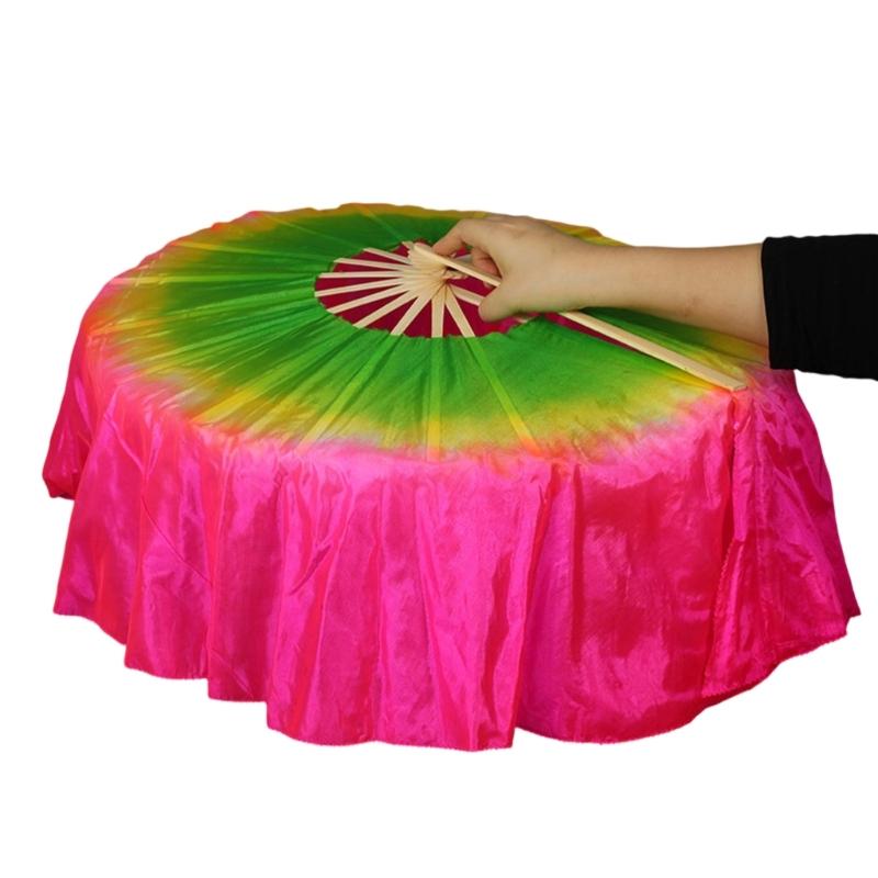 Декоративный круглый складной ручной веер, ручной складной веер для свадьбы, танцев, искусственный шелк, веер бамбуковый для танца живота