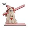 Wooden Roll Paper Stand Halloween Towel Holder, Cute Patchwork Ghost Napkin Stand, Holiday Home Accents Rustic Dispenser for Kitchen Dining