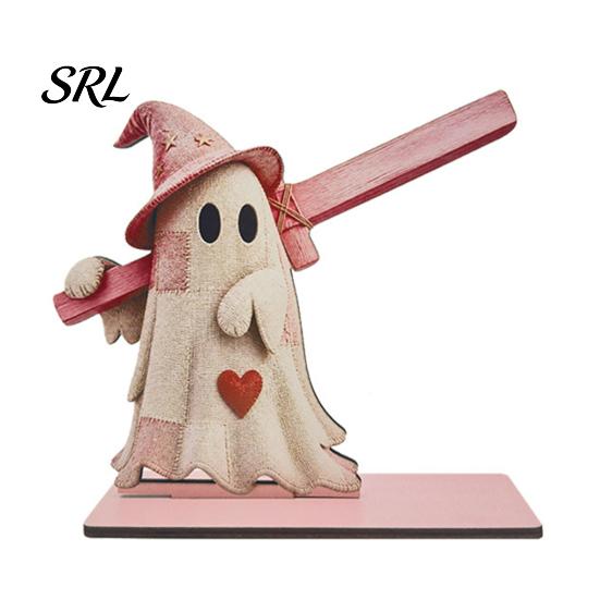 Wooden Roll Paper Stand Halloween Towel Holder, Cute Patchwork Ghost Napkin Stand, Holiday Home Accents Rustic Dispenser for Kitchen Dining