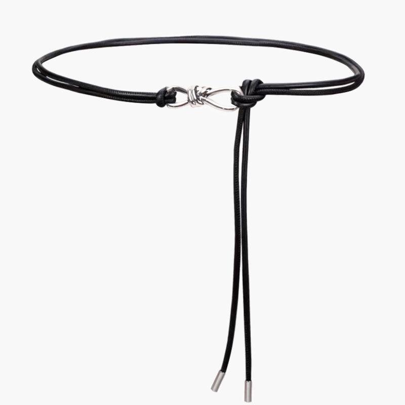Cintura da Donna in Ecopelle Stile Vintage Francese con Chiusura Regolabile a Laccio per Uso Casual e da Ufficio