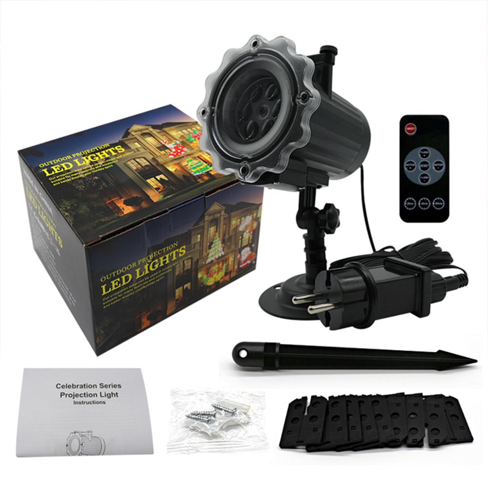 

Рождественская вечеринка огни светодиодный лазерный проектор снежинок сценическое освещение вращающийся рождественский узор праздничное освещение наружный декор сада 10 Cards&US PLUG