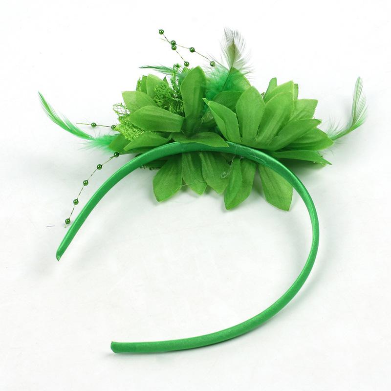 1PC Flower Headpiece Glam Cocktail Tea Party Hair Accessories Feather Headband 10 Colors Feather Fascinators for Women & Girls