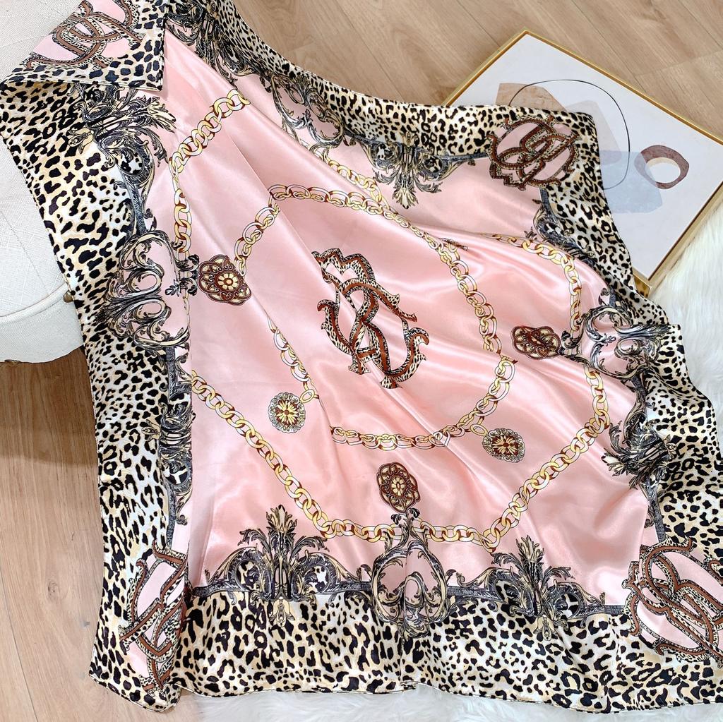90*90cm Square Silk Scarves Women Foulard Head Office Ladies Shawl Wrap Muffler Pareo Bandanna Female Chiffon Hijab Poncho Beach