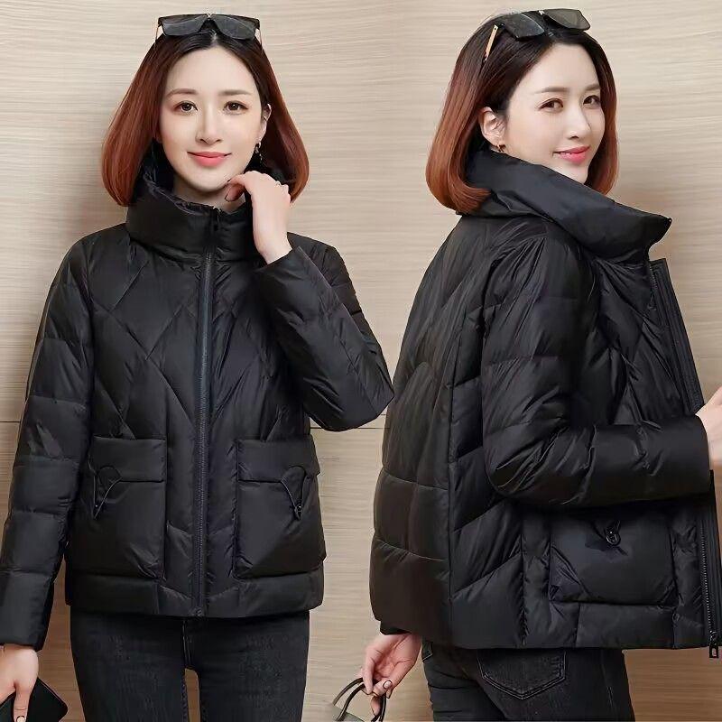 Korean Fashion Short Down Jacket Women Winter Parkas Warm Padded Coat Stand Collar Thick Casual Ladies Bread Clothes