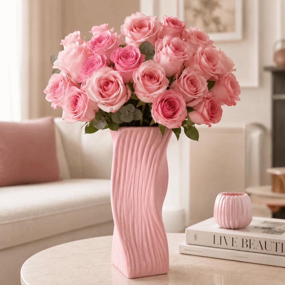 Home Decor Flower Vase Wave Pattern Aesthetic Vase Minimalist Hydroponic Bottle Desktop Decoration