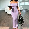 Summer fashion slim fit solid color one-word neck sleeveless off-the-shoulder waist sexy hip-wrapped pure desire dress