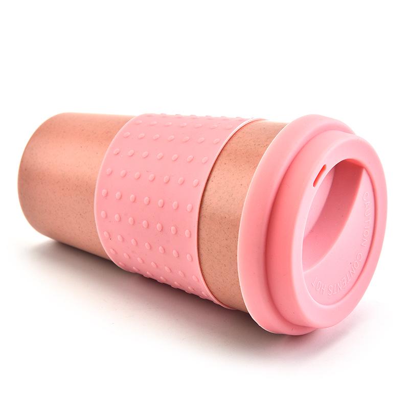 European Wheat Straw Fiber Silicone Coffee Mug with Lid