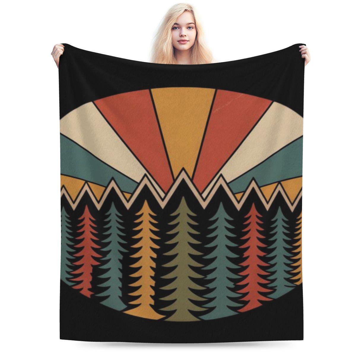 

Retro Forest Burst Vintage Sunset Tree Line TShirt Design Personalized Soft Party An UltraSoft Micro Fleece Blanket 75x100cm 30x40in