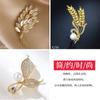 Elegant Pearl Brooch Set Women Wheat Inspired Floral Pin Anti-Slip Decorative Accessory Alloy Finish