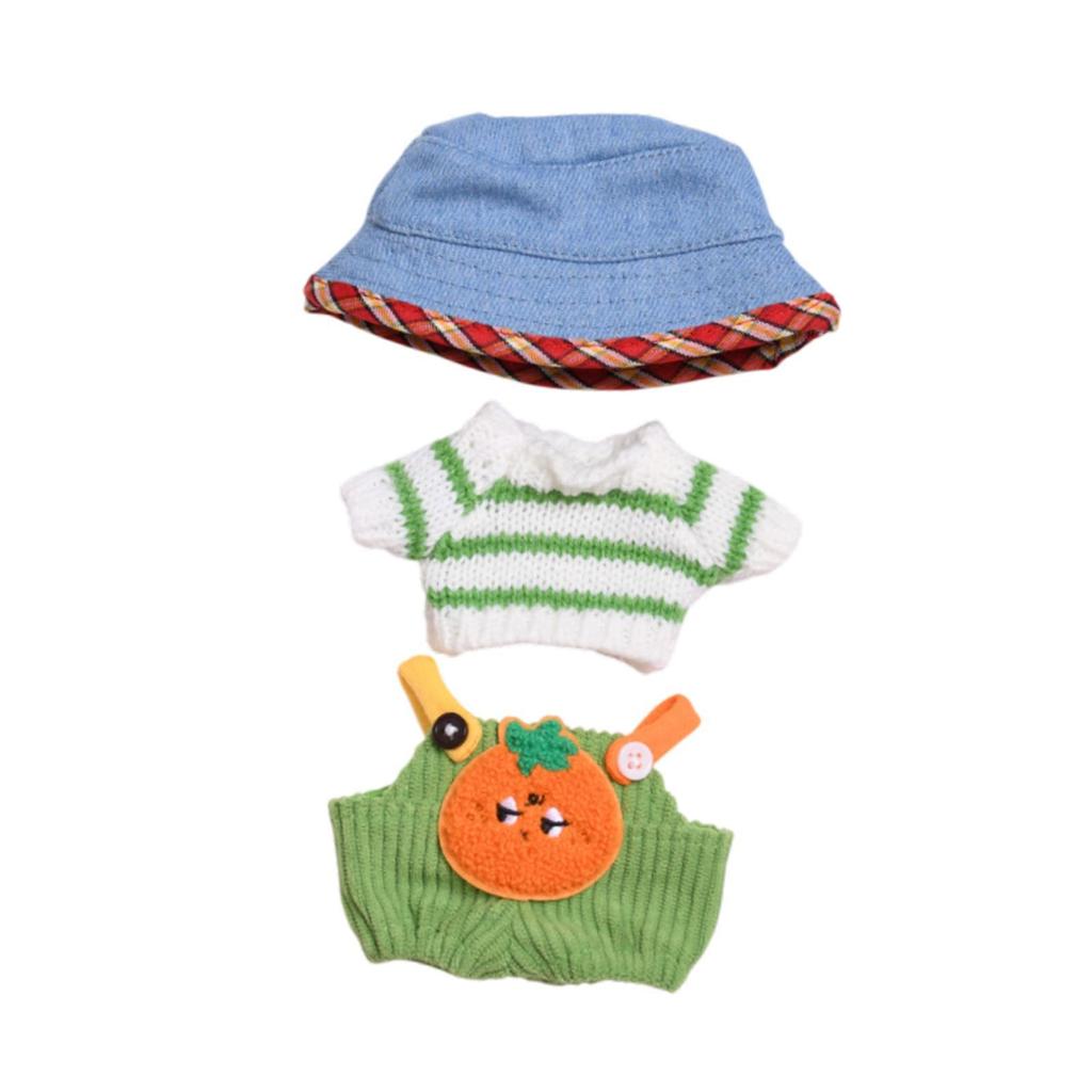 Plush Figure Sweater and Suspender Pants Jumpsuit Outfit Educational for Kids Photo Props Make Your Own Dolls for 6.69'' Doll