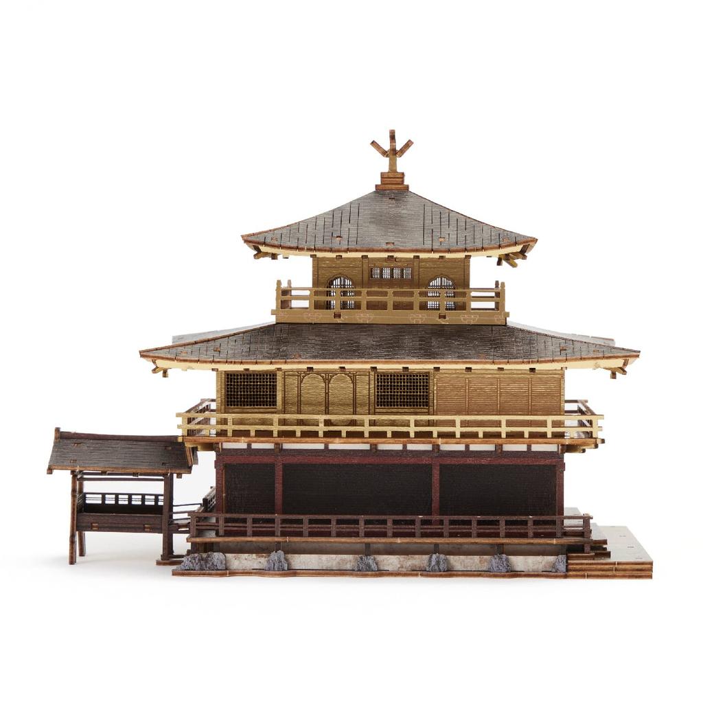 Kinkakuji Temple Wersja Kolorowa Puzzle Drewniane 3D Zestaw do Rękodzieła DIY dla Dzieci i Dorosłych Zabawka Edukacyjna dla Chłopców i Dziewcząt Grafika 3D i Świetny Prezent dla