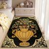 Vintage Floral Vase Pattern Carpet - Elegant Black and Gold Design Suitable for Use As an Anti-slip for Living Room Bedroom Sofas