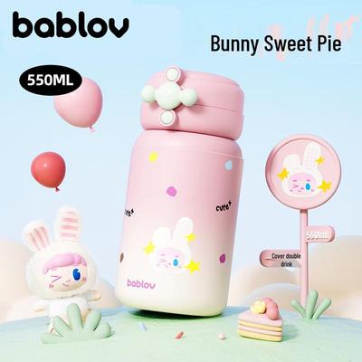 BABLOV Kids 316 Stainless Steel Thermos Bottle with Straw