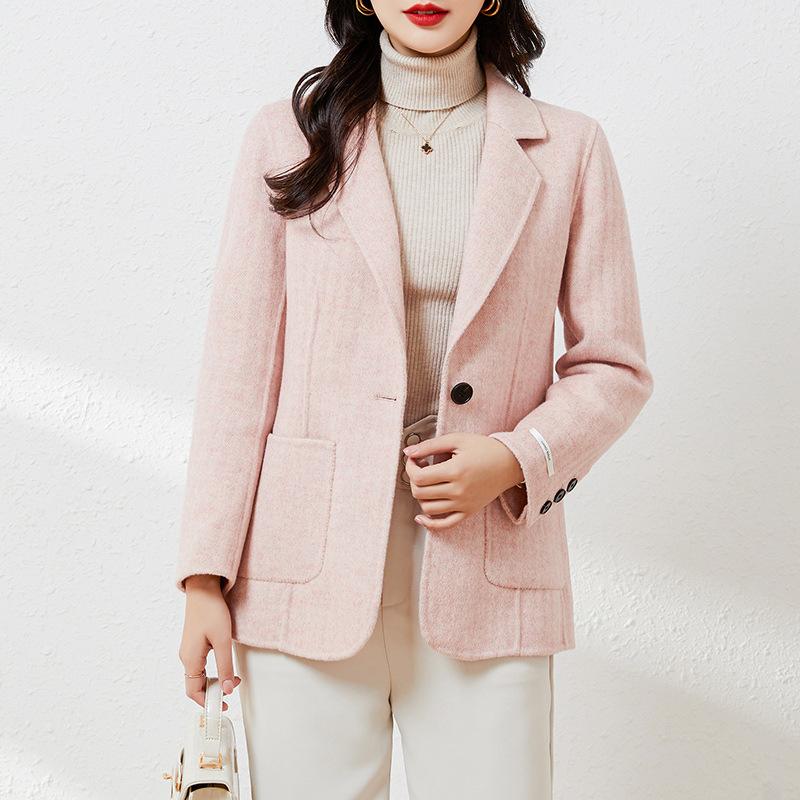 Autumn New Double-sided Wool Short Small Suit Coat Slim-fitting High-end Small Woolen Coat Women