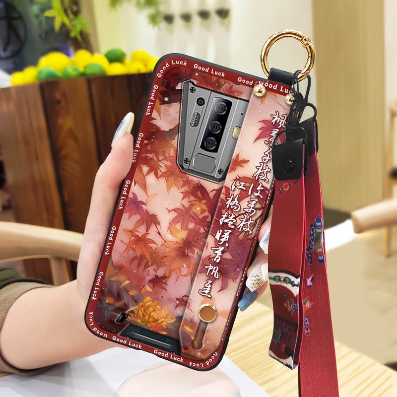 Phone Holder Anti-dust Phone Case For Blackview BV6900 Kickstand Ring Lanyard Durable Dirt-resistant Wristband Soft Case