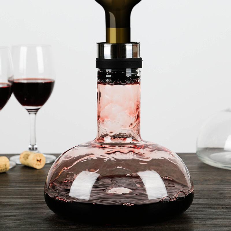 Caraffa Grande in Cristallo con Tappo e Aeratore Rapido per Vino.