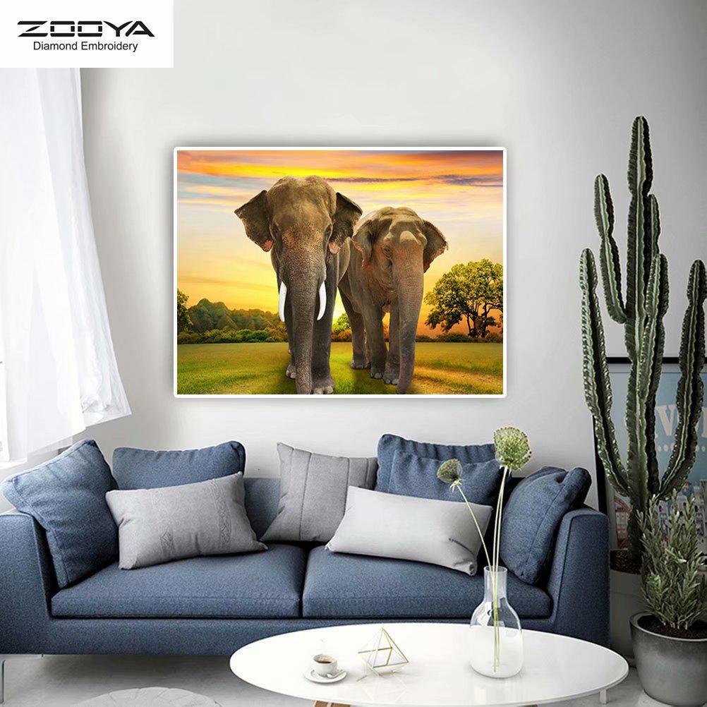 

ЗООЯ DIY 5D Полный Круглый Алмазная Картина Слон Вышивка Крестом Ремесло Стежок Домашний Декор