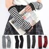 Punk Winter Warm Long Sleeves Gloves Goth Men Women Fingerless Stripe Hip-Hop Knitted Elbow Mittens Elastic Outdoor Warmer Arm