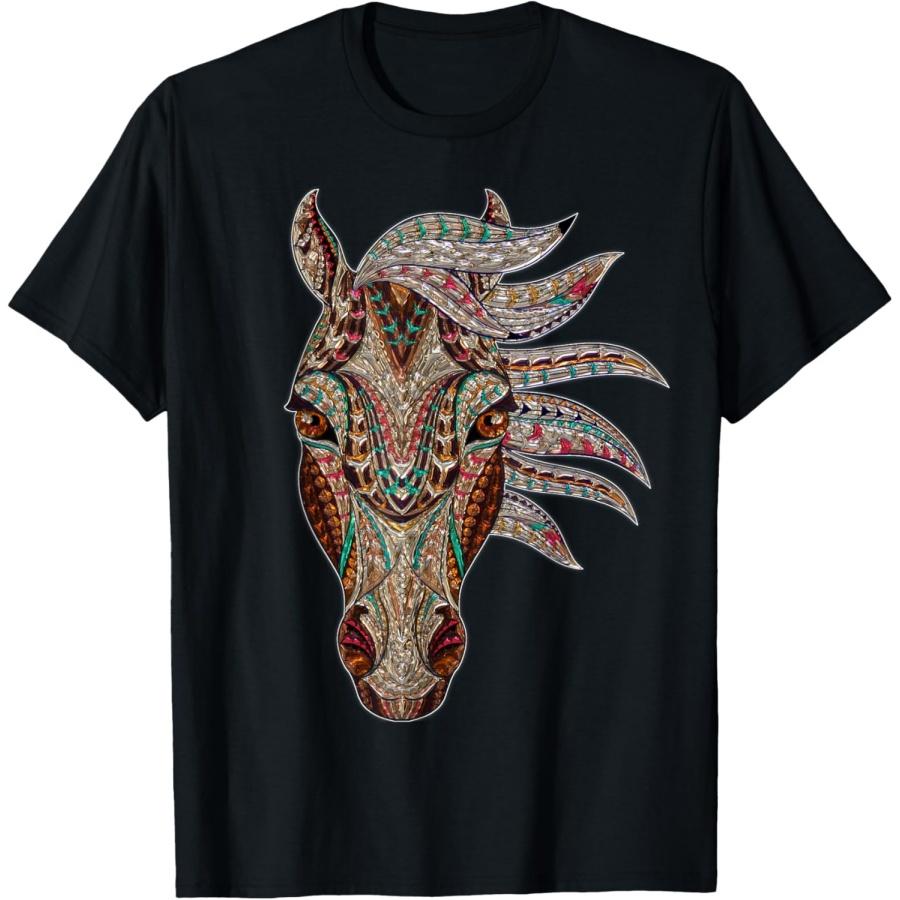 Horse Tribal Abstract Art Native American Geometric Ornate T-Shirt S
