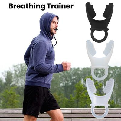 Portable Breathing Trainer with Finger Ring Adjustable Resistance Men Women Oral Muscles Exerciser Lung Capacity Abdominal Breathing