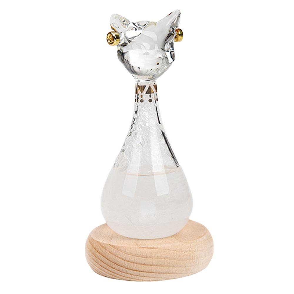 White Egyptian Cat Weather Glass Indoor Glass Decor Living Room Table Decoration