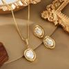 Baroque Freshwater Pearl Earrings & Pendant Necklace - Luxe Light Sweater Chain Niche Accessory