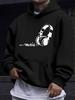 American/European Style Unisex Autumn/Winter Printed Hoodie Long-Sleeve Sweatshirt, Headphone and Music Note Silhouette Print Hooded Sweatshirt, Music