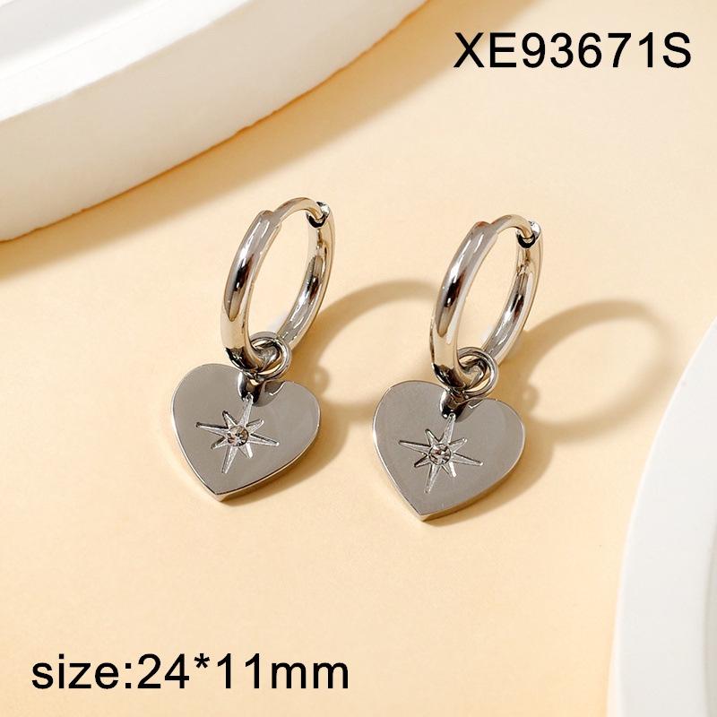 18K Gold Titanium Steel Heart Hoop Earrings for Women - Versatile Light Luxury Fashion