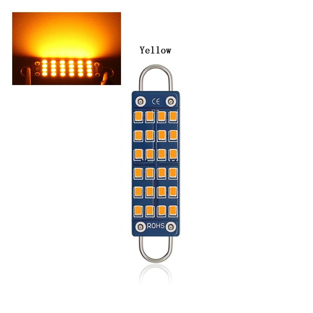 2Pcs Car W5W LED Canbus Bulbs 44mm Super Bright LED Lights 24SMD Reading Lamp Auto Interior Dome Light 240LM 12V Signal Lamp